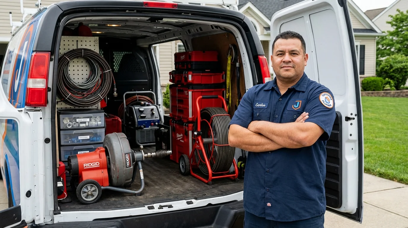 Professional drain cleaning equipment and Johns Plumbing LLC plumber in Hallettsville