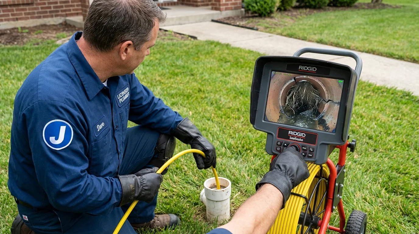 Sewer camera inspection being performed by Johns Plumbing LLC in Hallettsville
